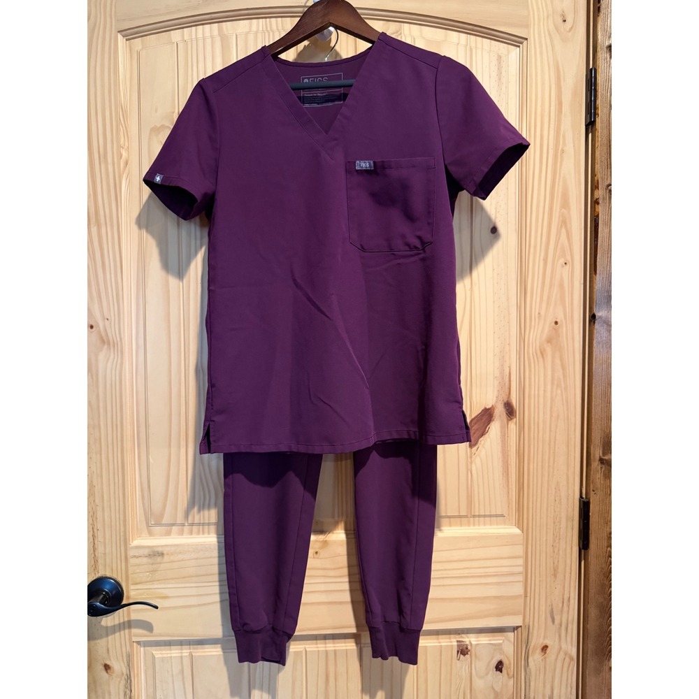 Figs Technical Collection Catarina Scrub Set XS Burgundy Purple V-Neck Joggers